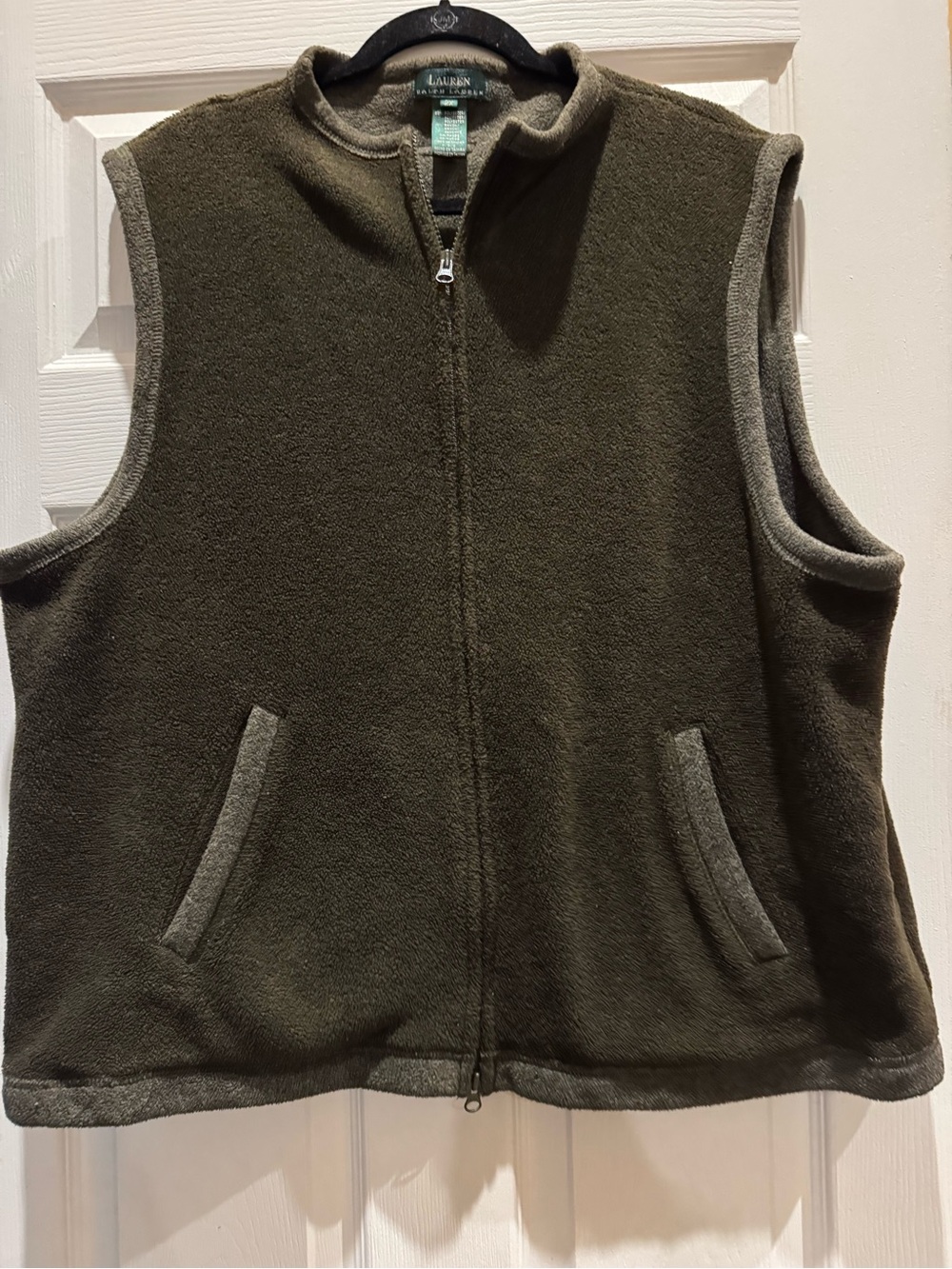 Lauren Ralph Lauren Men Dark Olive Green Fleece Full Zip Vest : size 2X: